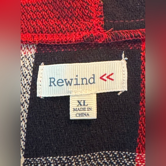 Rewind Red and Blue plaid Cabincore hooded Poncho - Picture 6 of 7